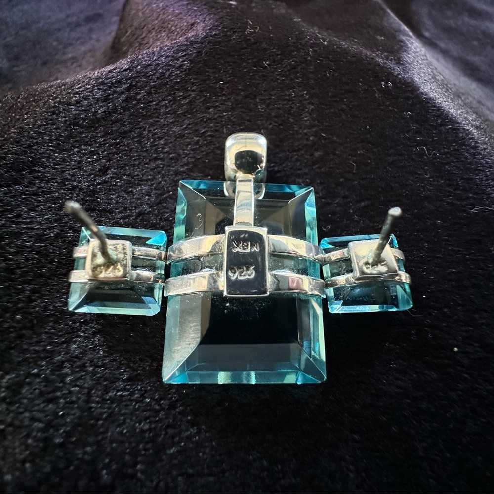925 Silver and Aquamarine Jewelry Set - Picture 2 of 4